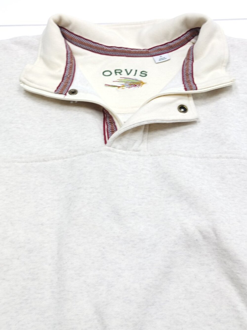 Orvis Men’s XL Oatmeal Heather Quarter Snap Pullover Fly Fishing Sweatshirt